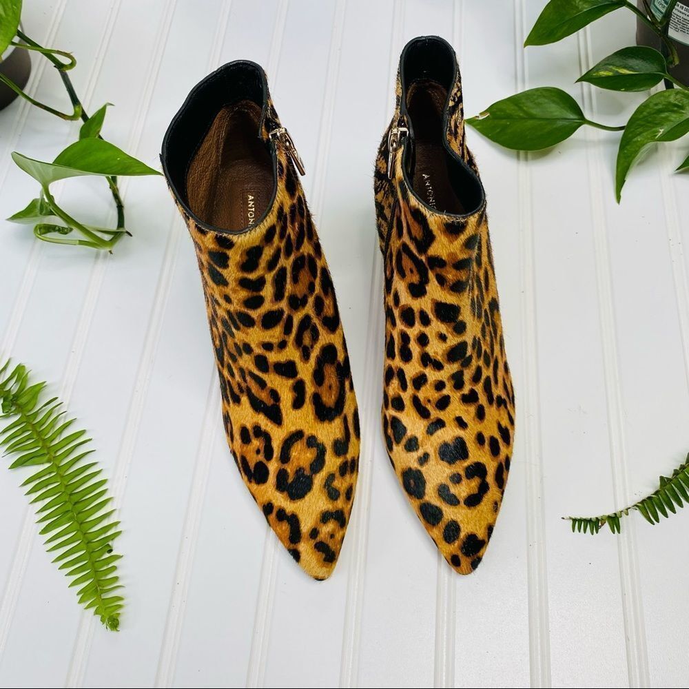 Antonio Melani Animal Print Zebra Cheetah Fur Heeled Ankle Boots NEW Size 7 - Picture 4 of 7